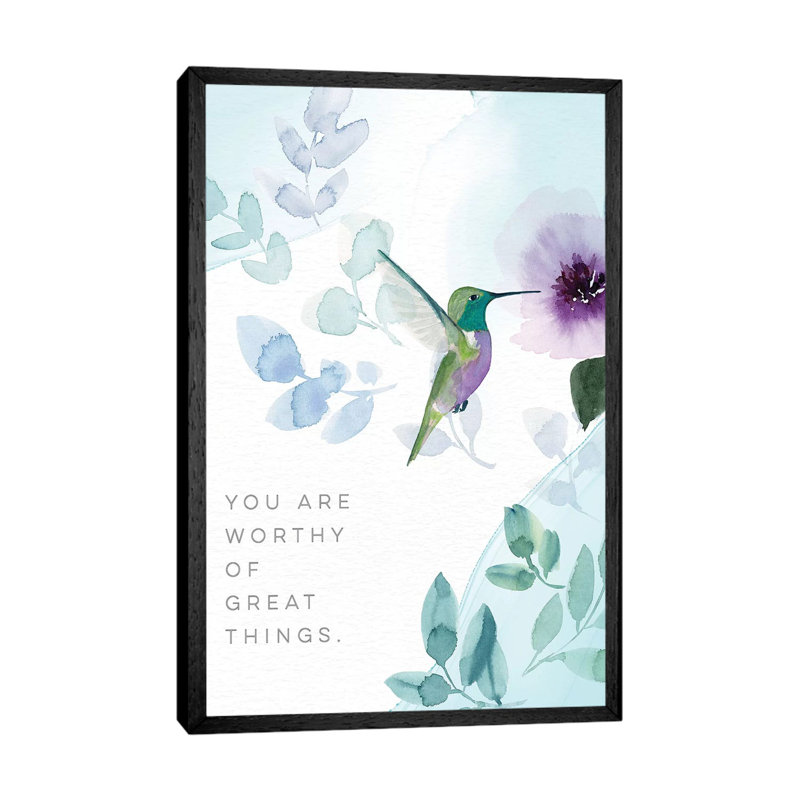 You Are Worthy by Stephanie Ryan - Print on Canvas, 101.6cm H x 66.04cm W x 3.81cm D, Black Floater Framed