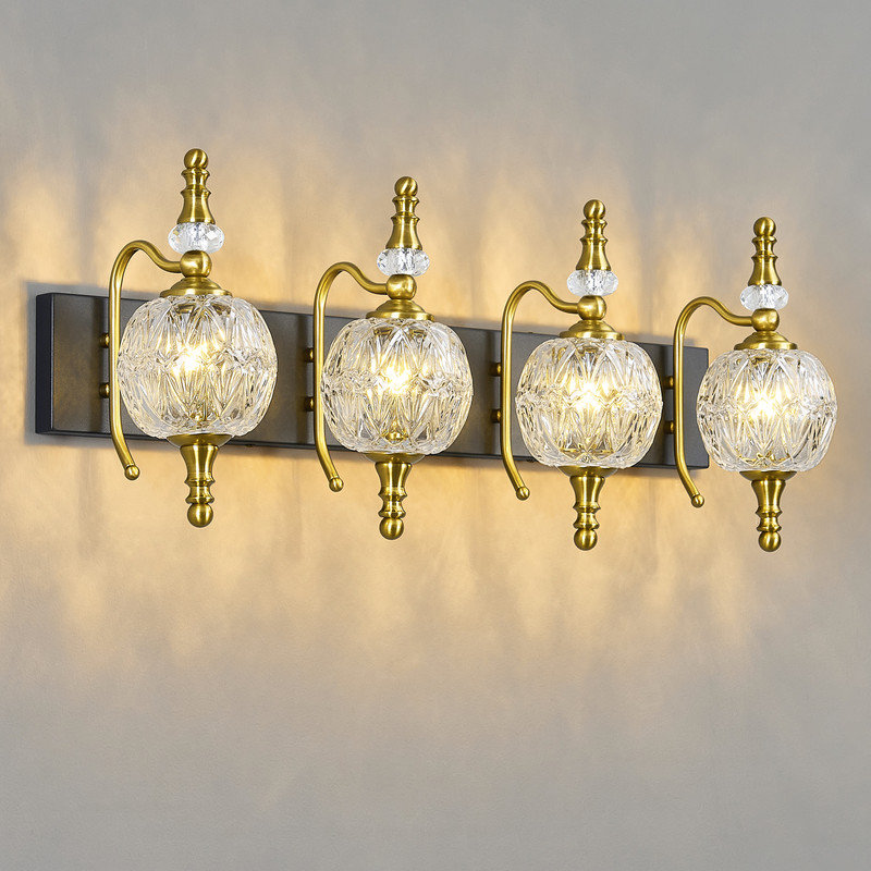 Vintage Dimmable Wall Mounted Vanity Light(Not Included Bulb), Matte Black/Gold, 4
