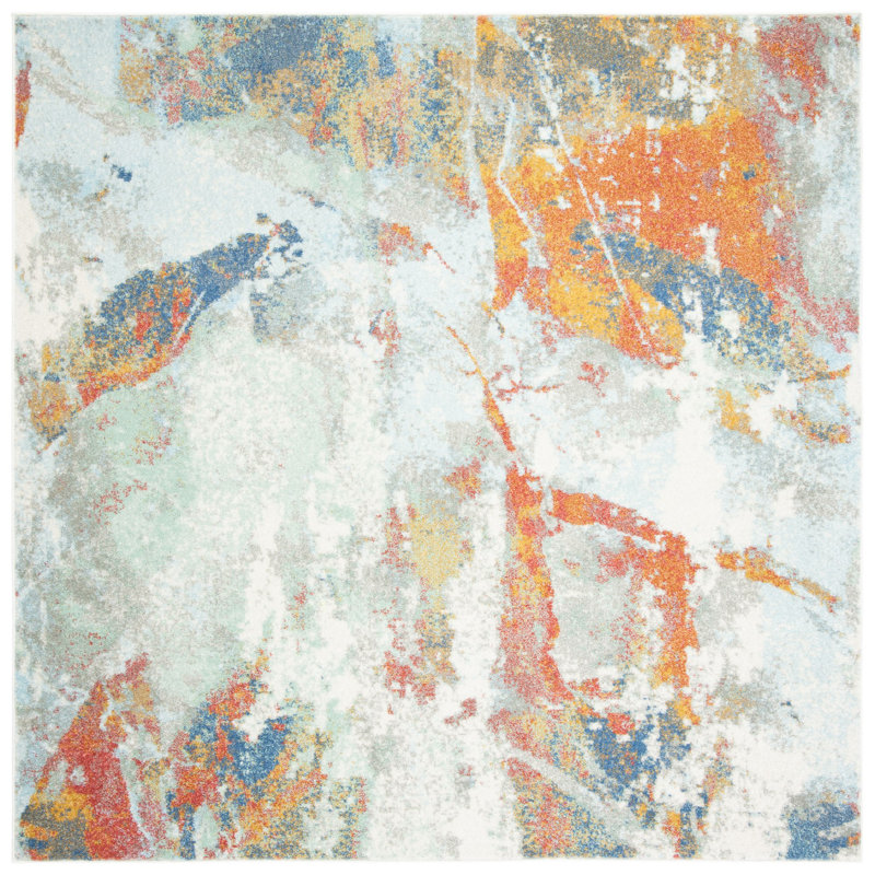 Kenna Performance Abstract Rug, Square 6'7" 