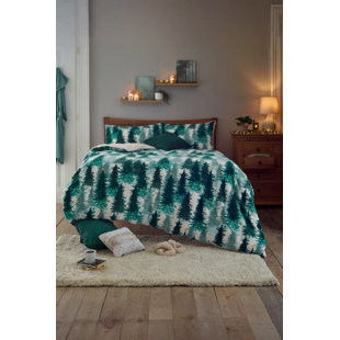 Christmas Tree Fleece Duvet Cover Set With Cosy Sh Fleece / Microfiber Geometric Duvet Cover Set with Pillowcases Included (Set of 3)