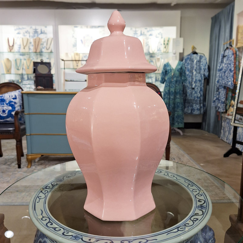 Pink Faceted Lidded Jar