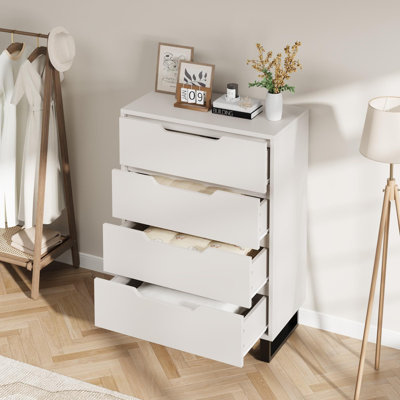 41.5-Inch Tall 4-Drawer Freestanding Vertical Cabinet in White - Wood Storage Unit for Living Room, Hallway or Entryway