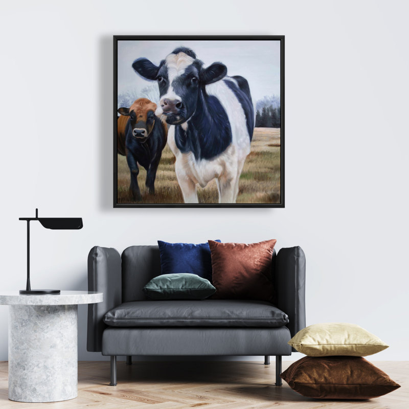 " Two Cows Eating Grass "