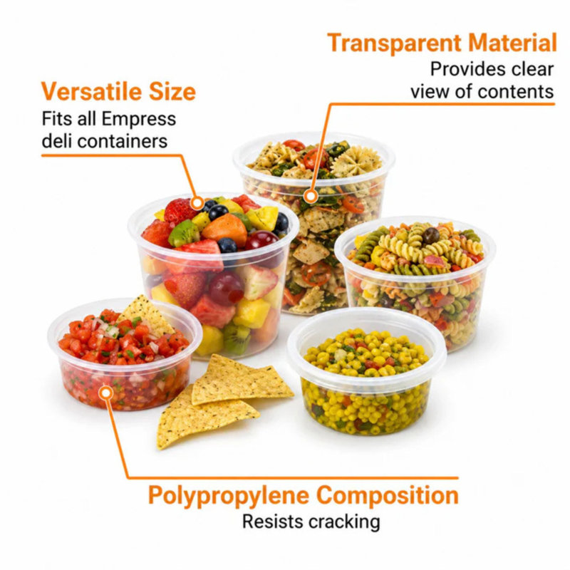 BPA-Free Deli Food Storage Containers with Lids, Microwave & Freezer Safe, 8 oz, 200 Count