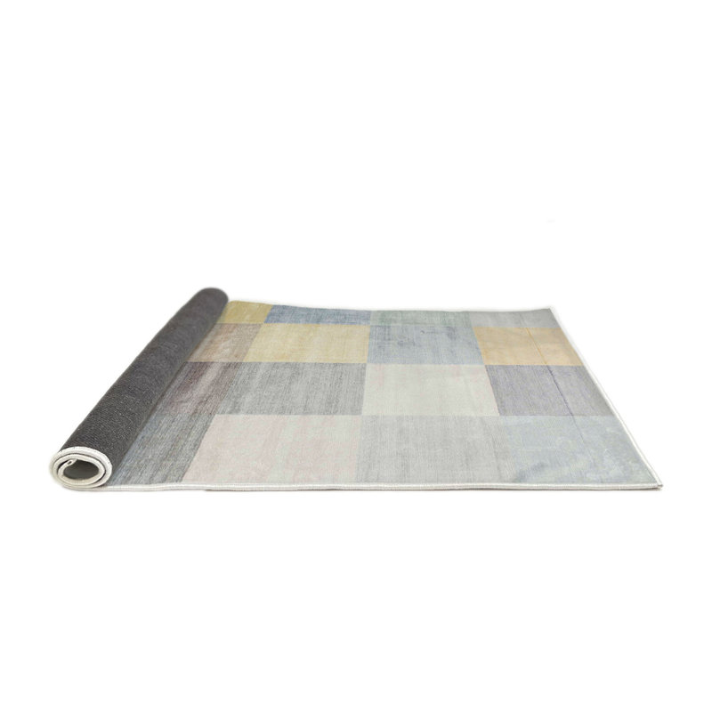 Tapis gris/rose/rouge contemporain, Rond 3 pi