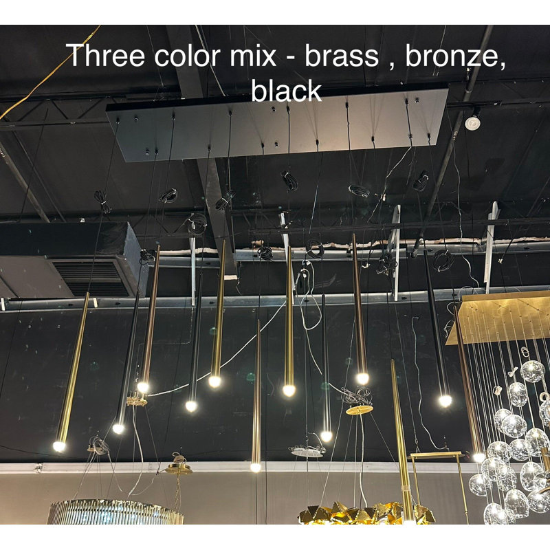 Cascade Black Brass 23-Light LED Island Chandelier with Hand-Cut Crystal