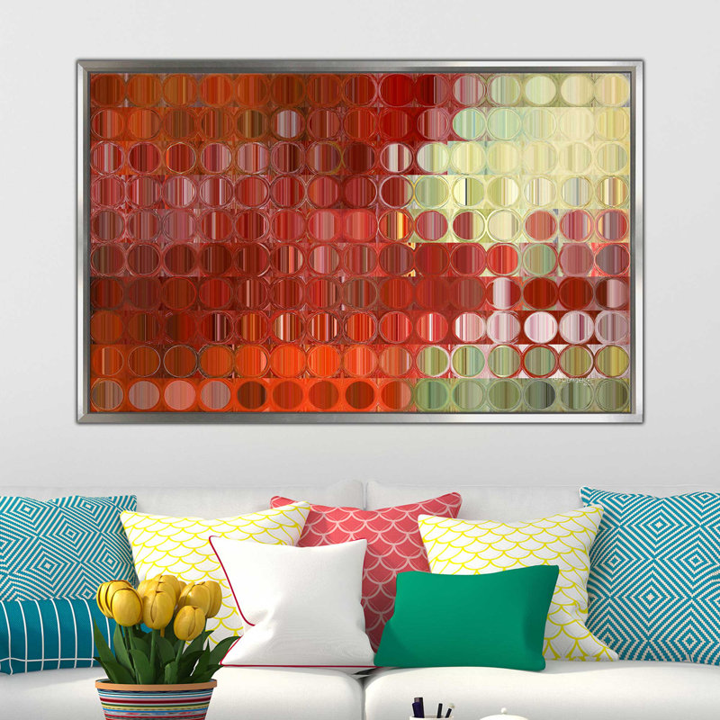 «Circles and Squares 42», impression, H 21,5 po x l 33,5 po x P 2 po, Cadre flottant argent