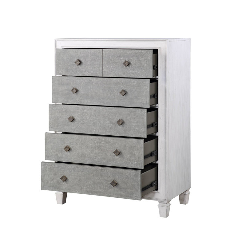 Commode Katia gris rustique et blanc vieilli
