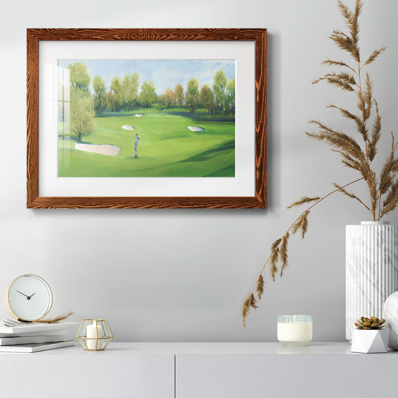 Fairway Shot II - reproduction encadrée rustique avec tableau mat, H 26 po x l 38 po, Érable