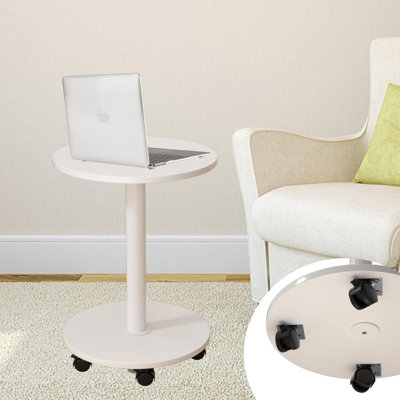 Mobile Rotating Side Table With Wheels - 360° Swivel Sliding Couch Table For Living Room & Bedroom, Space-Saving Design For Sofas And Beds, Easy Assembly Required