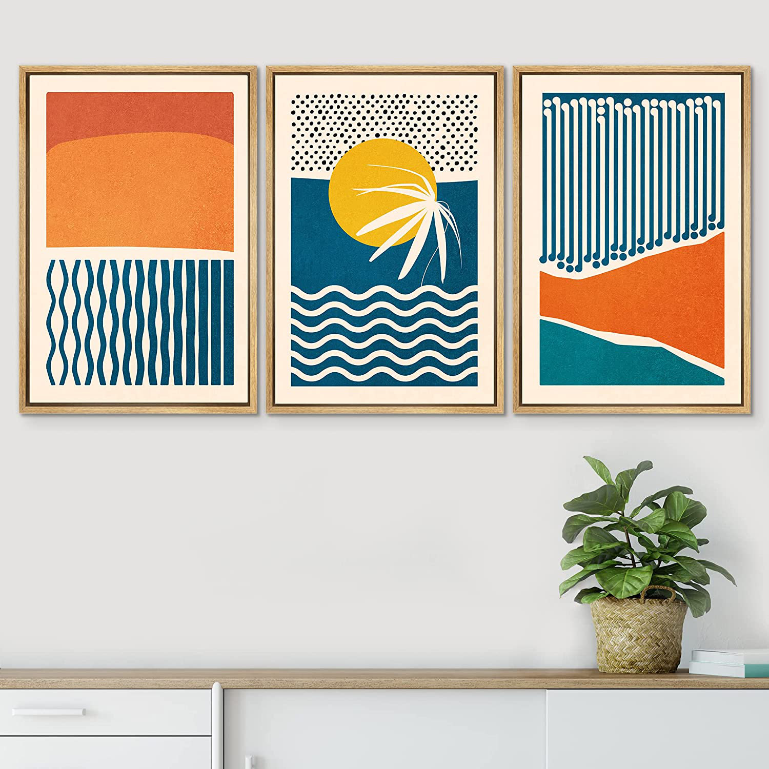 IDEA4WALL Abstract Vibrant Color Blocks Mid-Century Vibrant Tropical ...