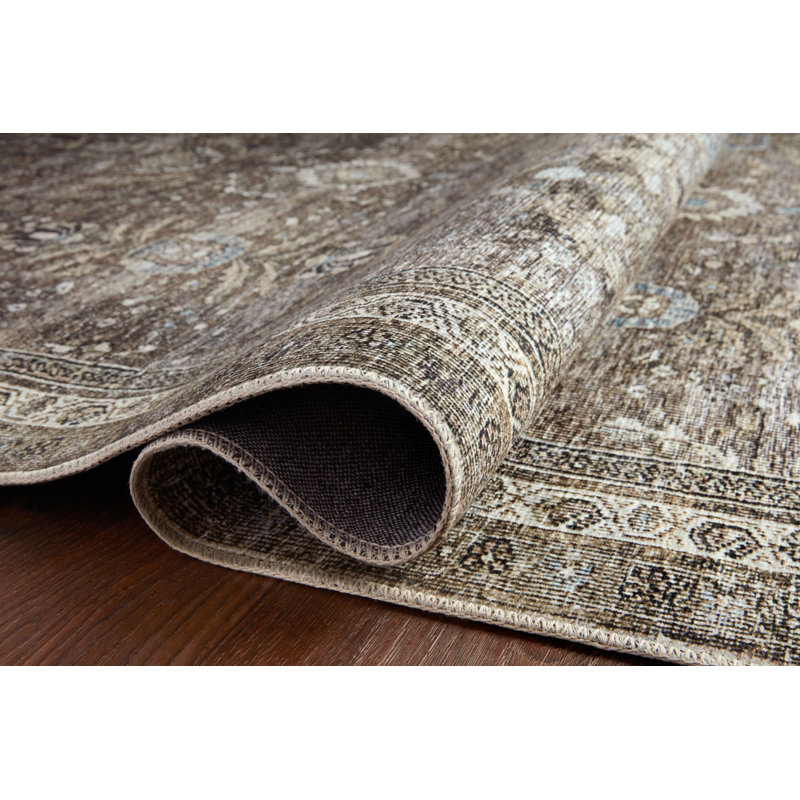 Sim Oriental Antique/Moss Area Rug, Rectangle 7'6" x 9'6"