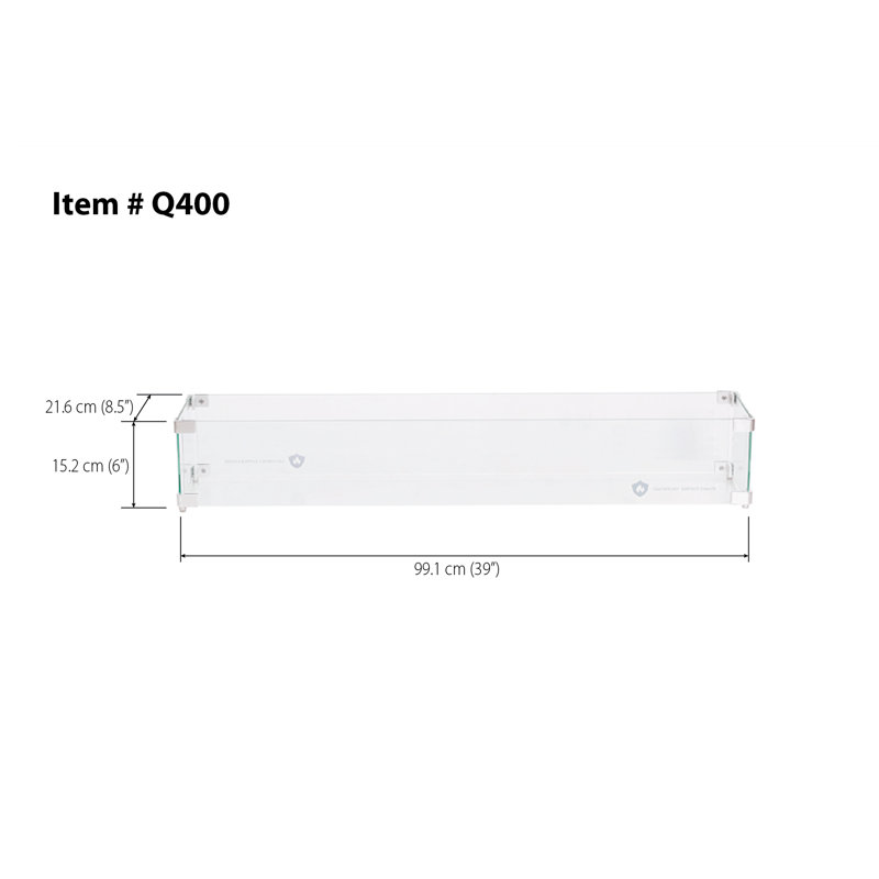 Pare-étincelles linéaire pour table / foyer 39 po (verre)