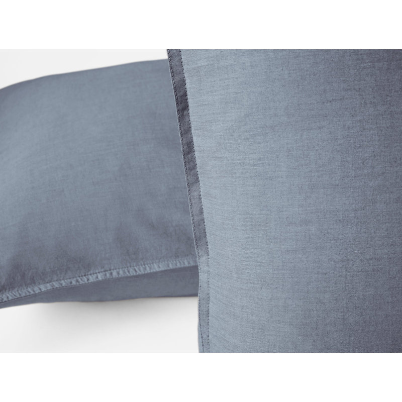 Organic Crinkled Percale Sham Standard, Indigo Chambray, King