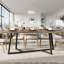 Grande table de salle à manger 70,87 "pour 6 à 10 personnes, table de ferme rectangulaire en grain de bois avec structure en métal noir, table de salle à manger industrielle pour salle à manger, salon, brun rustique