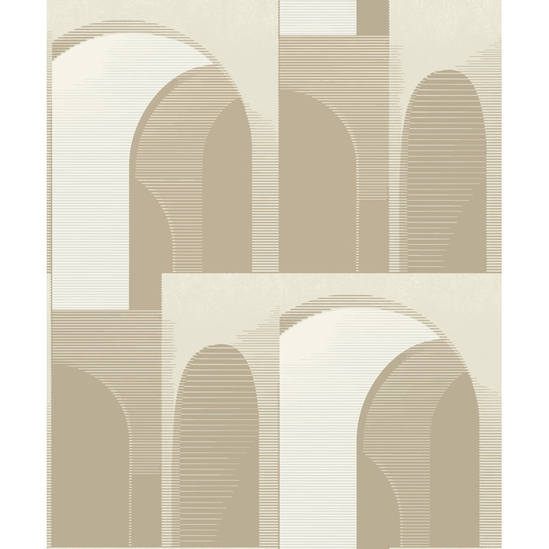 Papier peint géométrique d'inspiration art déco, Beige