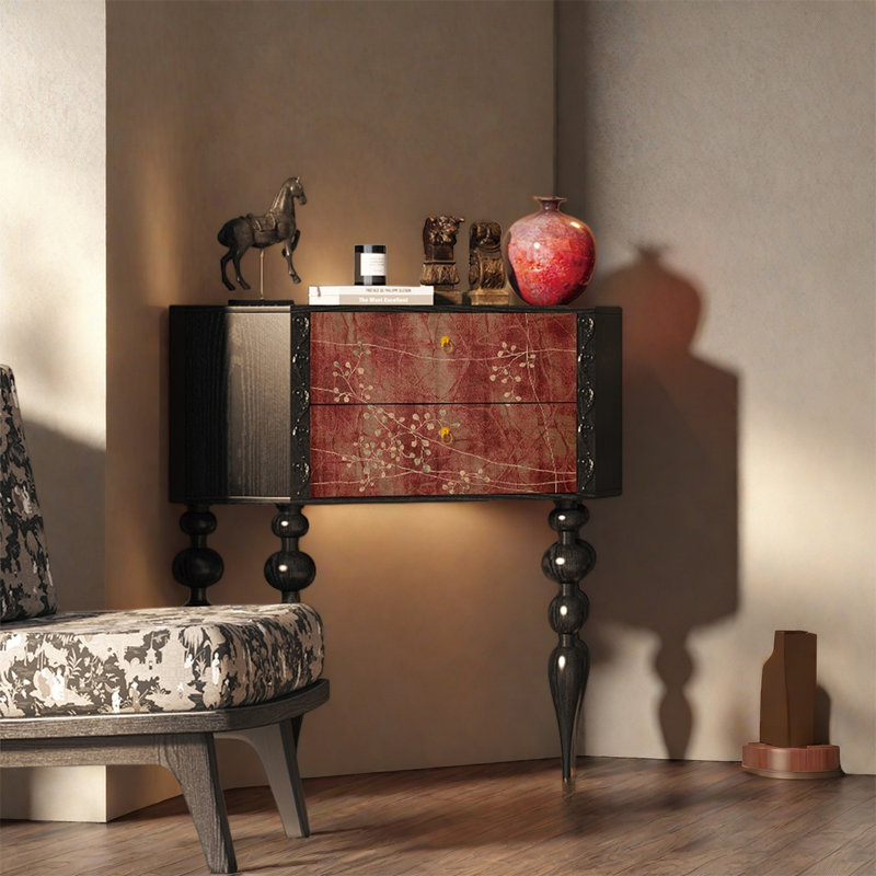 Armoire décorative à deux tiroirs, Noir