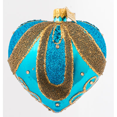 Ornement en forme de noël à cœur peacock