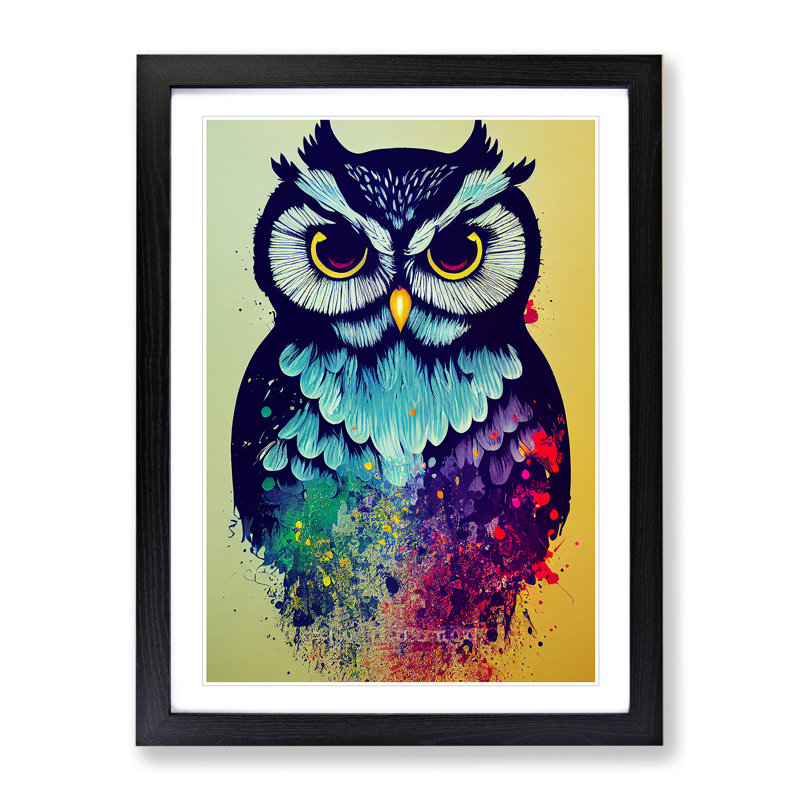 Owl Splash No.2 Abstract - Framed Print, Black, 64cm H x 46cm W x 2cm D