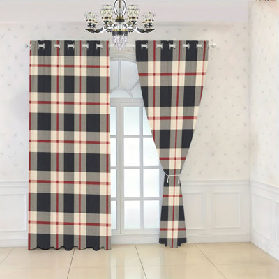 2 pièces rideaux occultant à carreaux, rideaux isolants et isolants thermiques, rideaux obscurcissants à œillets pour salon, chambre, cuisine, décor à la maison