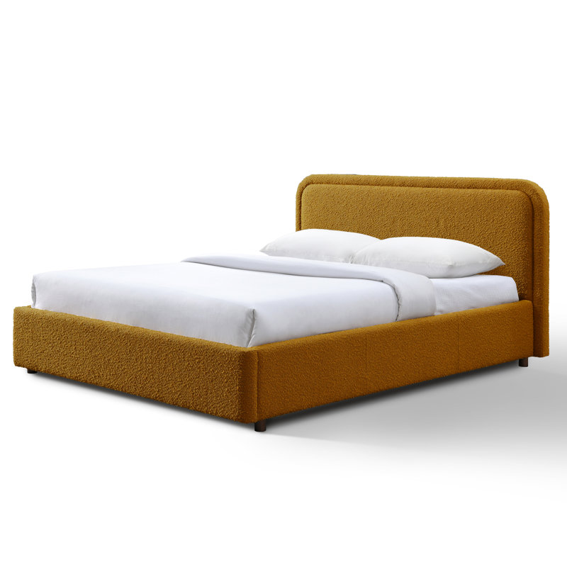 Lit plateforme Baneza, Grand, Mustard Boucle