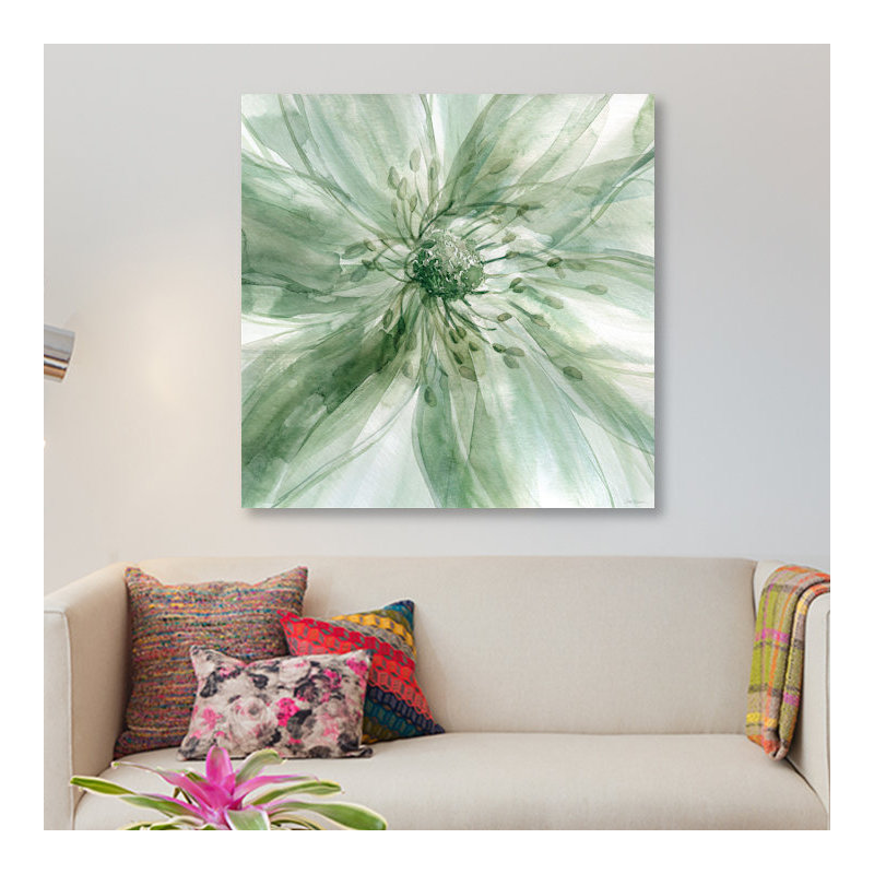 «Macro Sage Flower», impression sur toile, H 18 po x l 18 po x P 1,5 po, Pas de tapis, Toile tendue