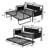 Merrylee Daybed with Pop Up Trundle,Metal Twin Daybed with Charging Station and LED Lights,Guest Bed with Storage for Adults