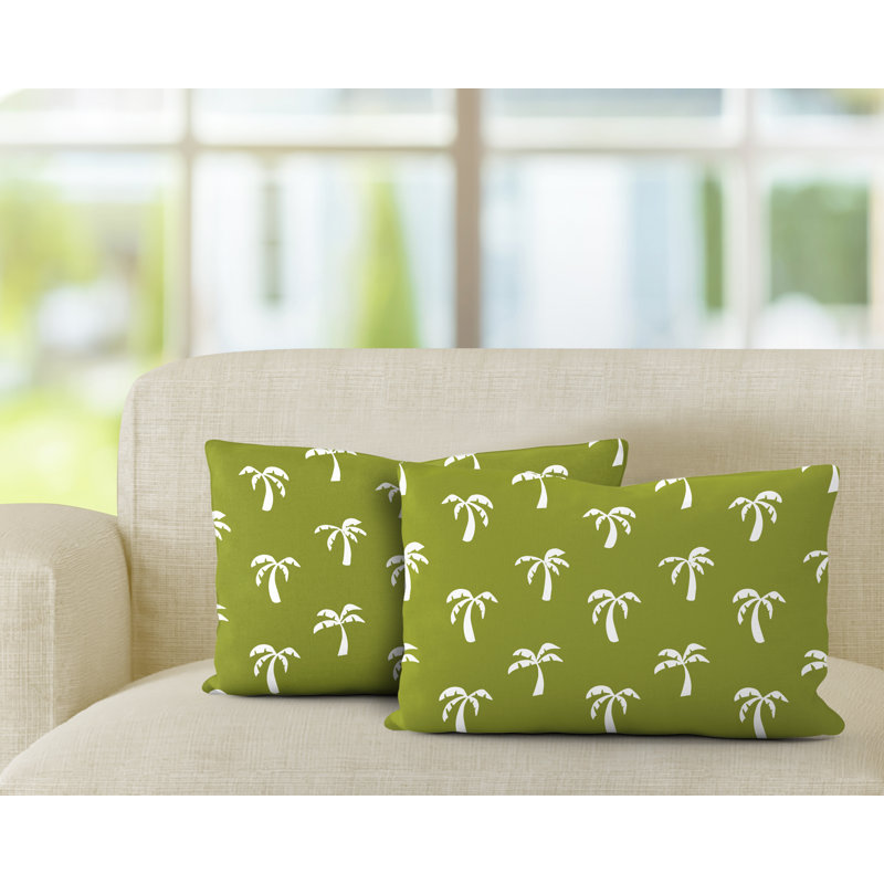 Polyester / Mélange de polyester Housse de coussin rectangulaire intérieure / extérieure lombaire et insert, Chartreuse