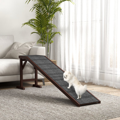Wooden Puppy Ramp, Non-slip, 74"x16"x25", Brown Strong Build Cat And Dog Accessory Stable Platform, Wood