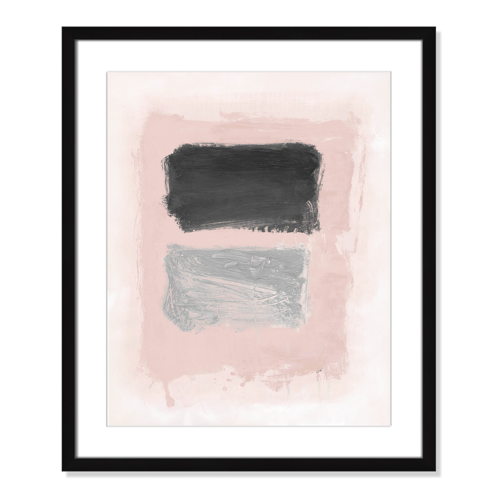 Pink, Black and Silver Shimmer I Print, 25.5" H x 21.5" W x 1.25" D, Black Matted Picture Framed