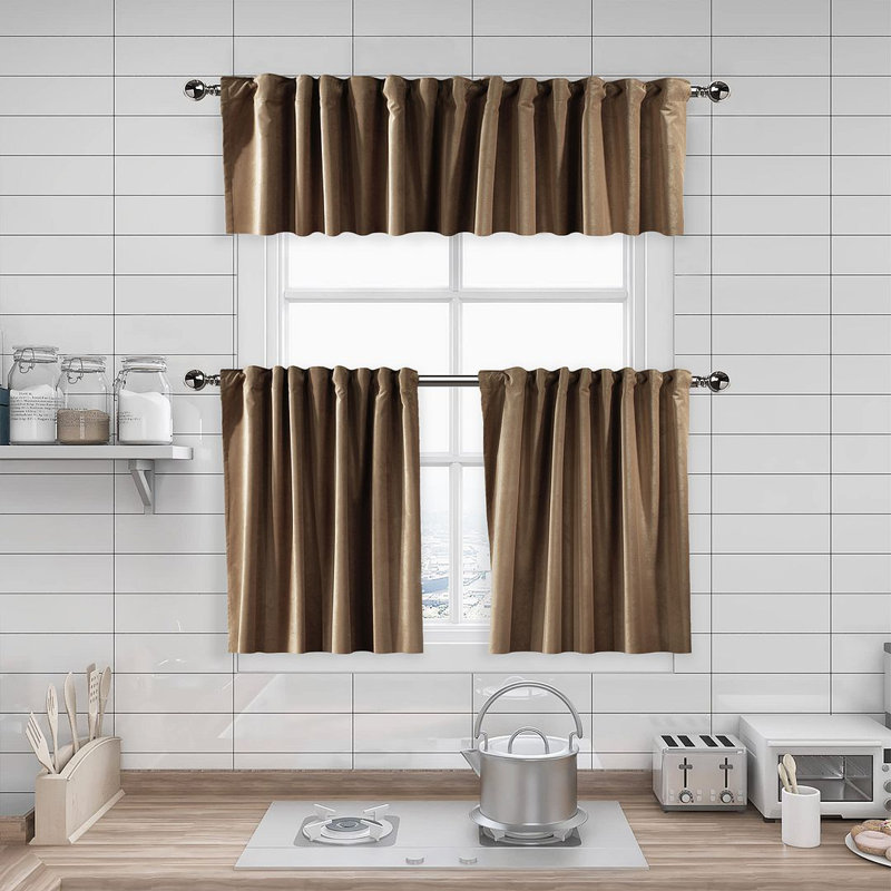 Soft Touch Velvet Kitchen Valance, 75 W x 60 D cm, 21 Antique Brass