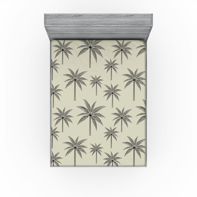 Ensemble de 2 draps-housse palmiers Ambesonne, California King Fitted Sheet
