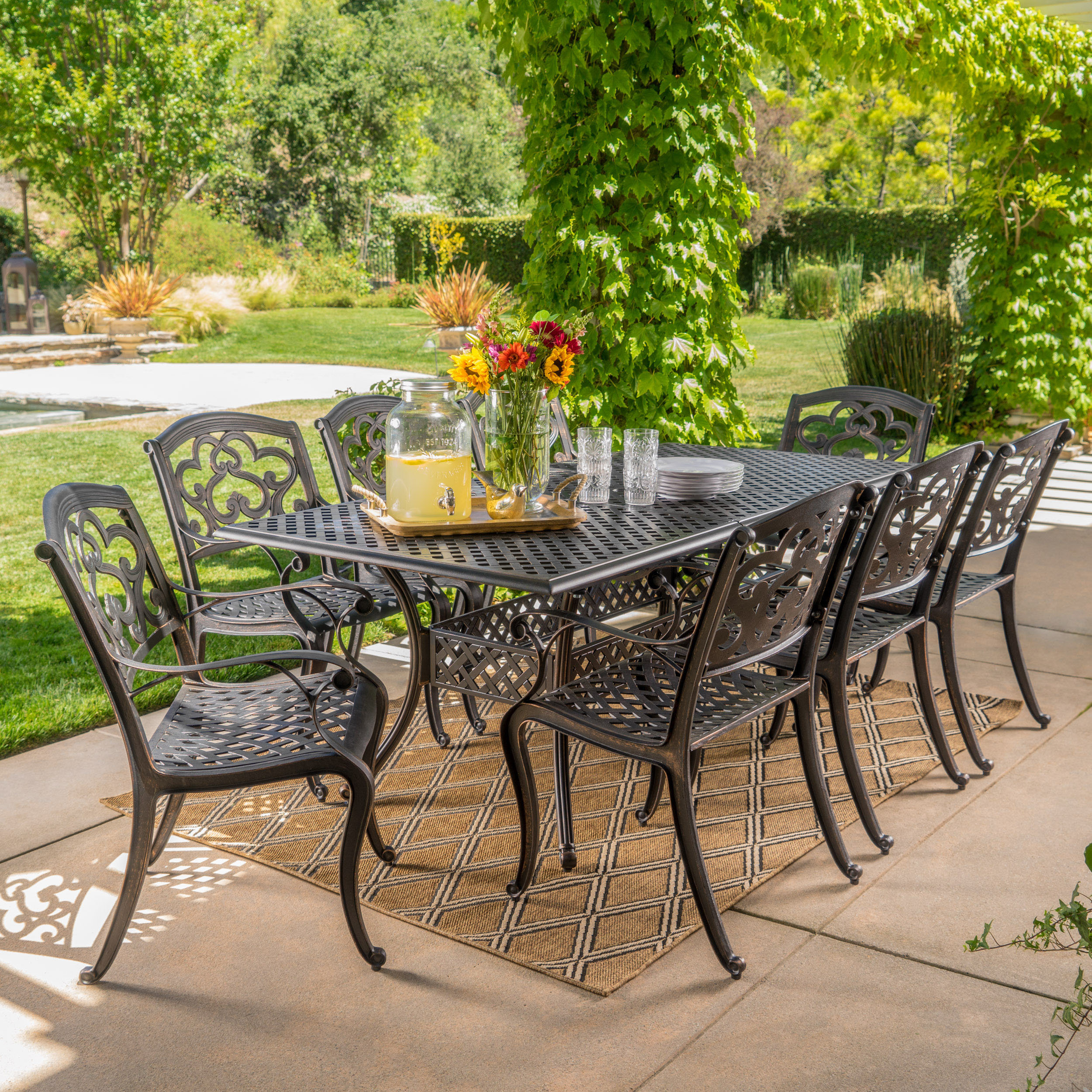 Long Aluminum Dining Set