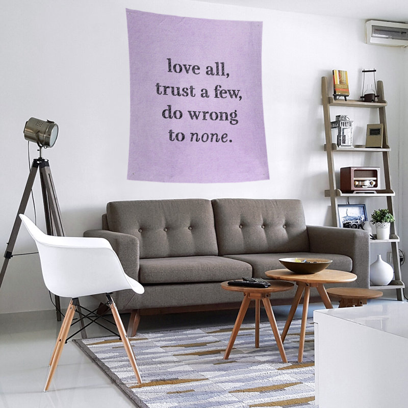 Tapisserie de polyester, pas de citation erronée, H 80 po x l 68 po, Mauve / noir