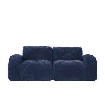 Canapé capitonné 2 places avec velours doux et aucun assemblage requis