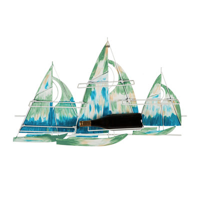 Finland Metal Sailboats Tabletop Wine Bottle Rack 