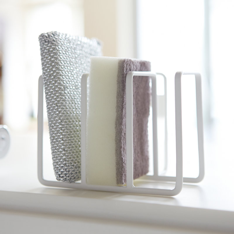 Yamazaki Home 3 Sponge Holder, Steel Rack Organizer For Kitchen Sink, Steel, Water Resistant