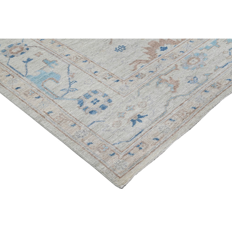 Tapis bleu clair noué à la main de haute qualité