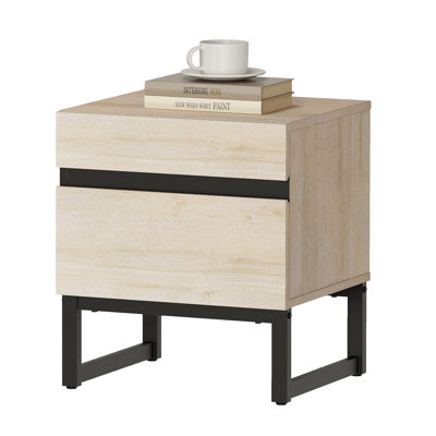 Aadam Modern End Table With 2 Drawers