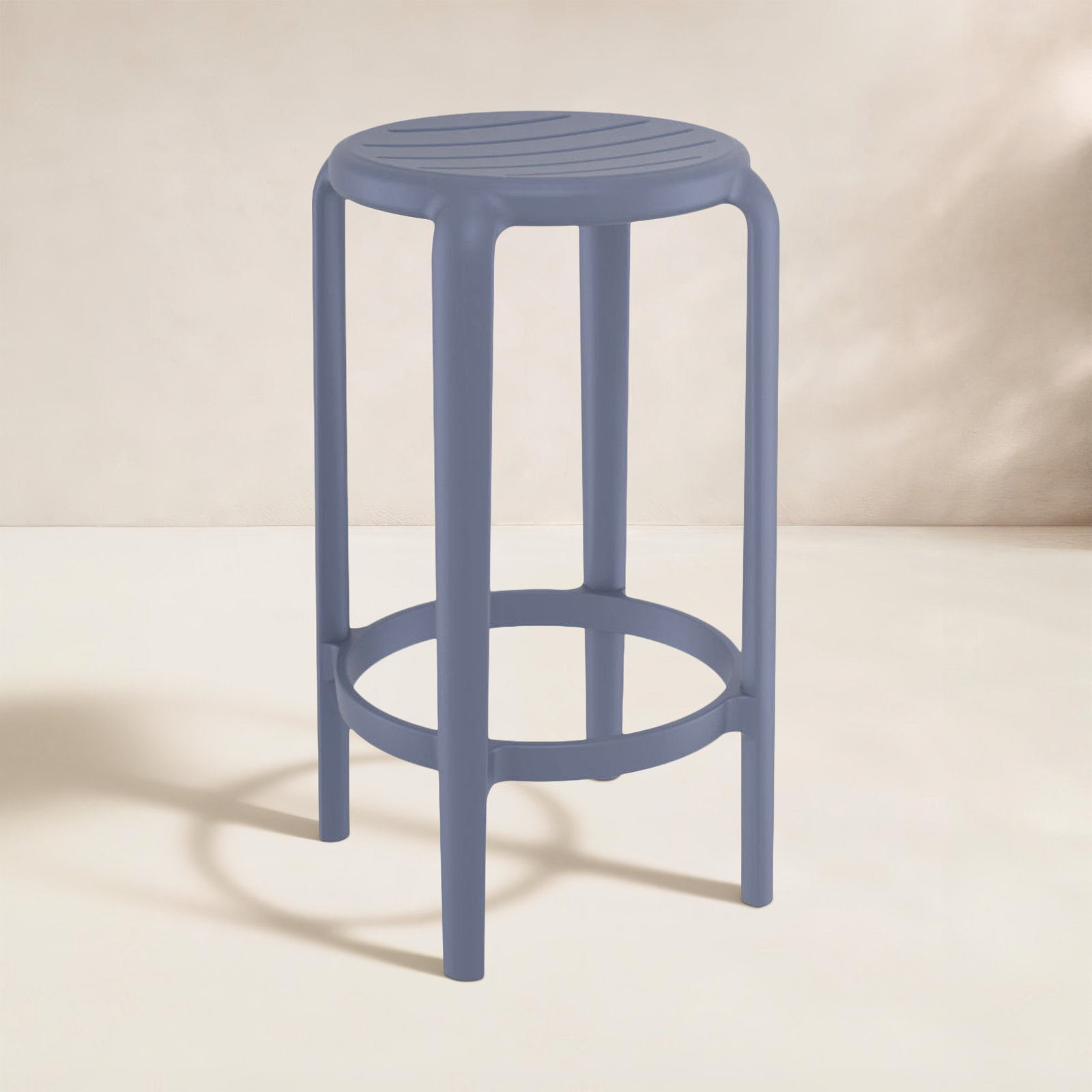 Awan Backless Outdoor Bar Stool, Dark Gray, 25.75"
