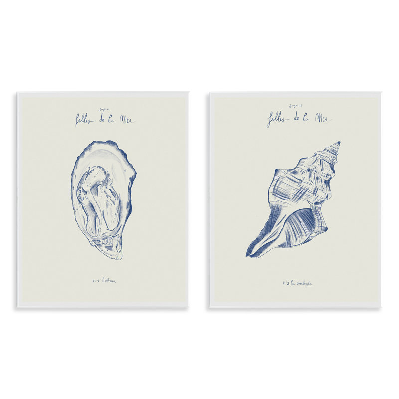 Ensemble de 2 plaques murales Oyster & Conch avec mots français, design par 1x