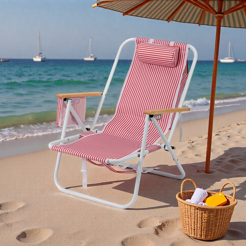 Chaise de plage 24 po pour économiser de l'espace, Blue/White