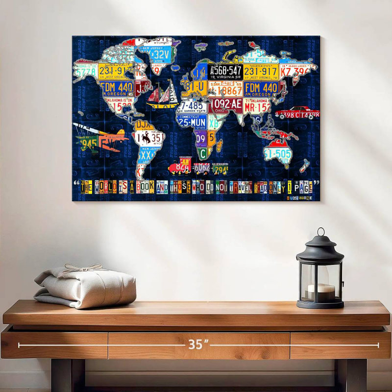 Aliaz World Map Augustine, 16" H x 24" W