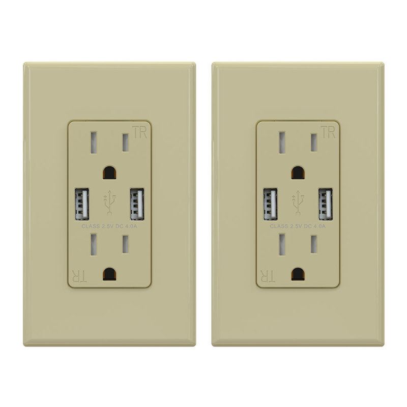 15 Tamper Resistant Duplex Outlet, 2, Ivory