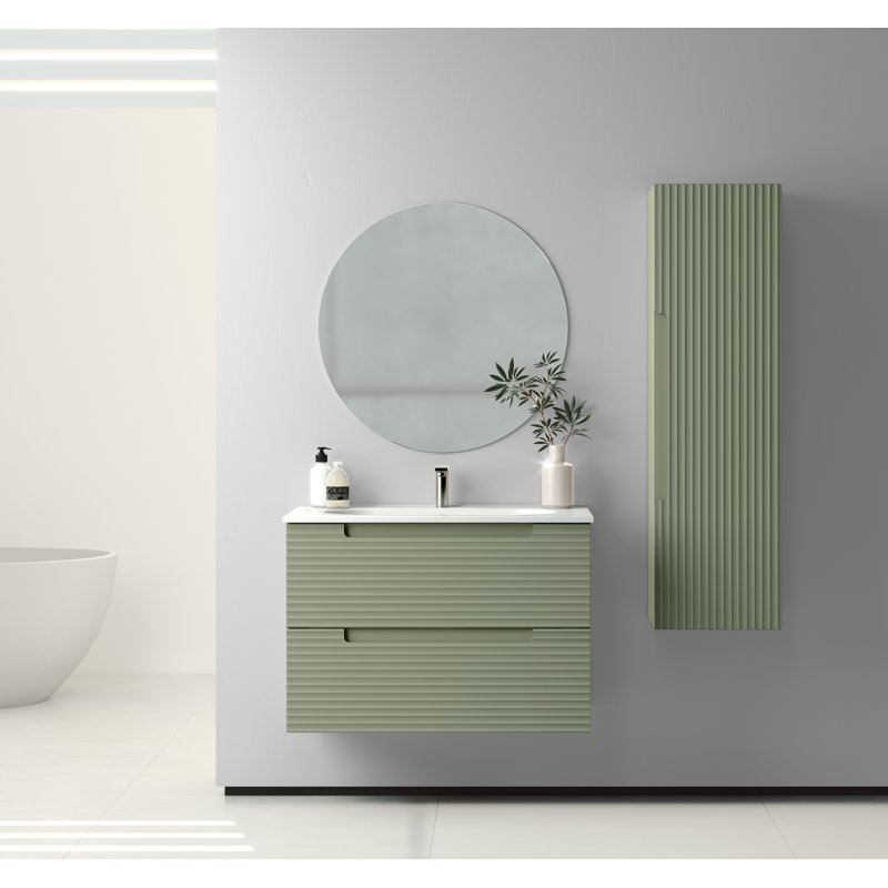 Meuble-lavabo mural 31 po Coda, Ondulation vert sauge