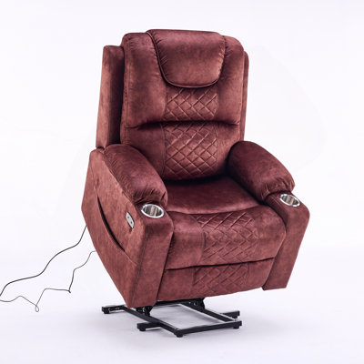 Fauteuil inclinable Power Lift avec massage et chaleur pour personnes âgées grandes et grandes, positions infinies, moteur simple, porte-gobelets et ports USB, siège de cinéma maison en polyester