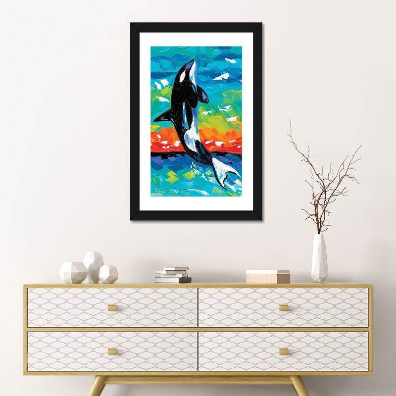 " Ocean Friends I " by Carolee Vitaletti, White, 24" H x 16" W x 1" D, Black Framed Paper