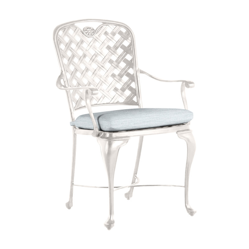 Provance Patio Dining Armchair with Cushion, Natural White, No Welt, Chalk