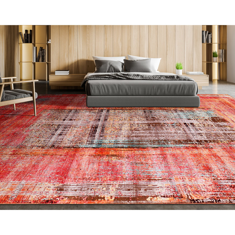 Hand Knotted Area Rug in Red/Brown, Rectangle 9' x 12'
