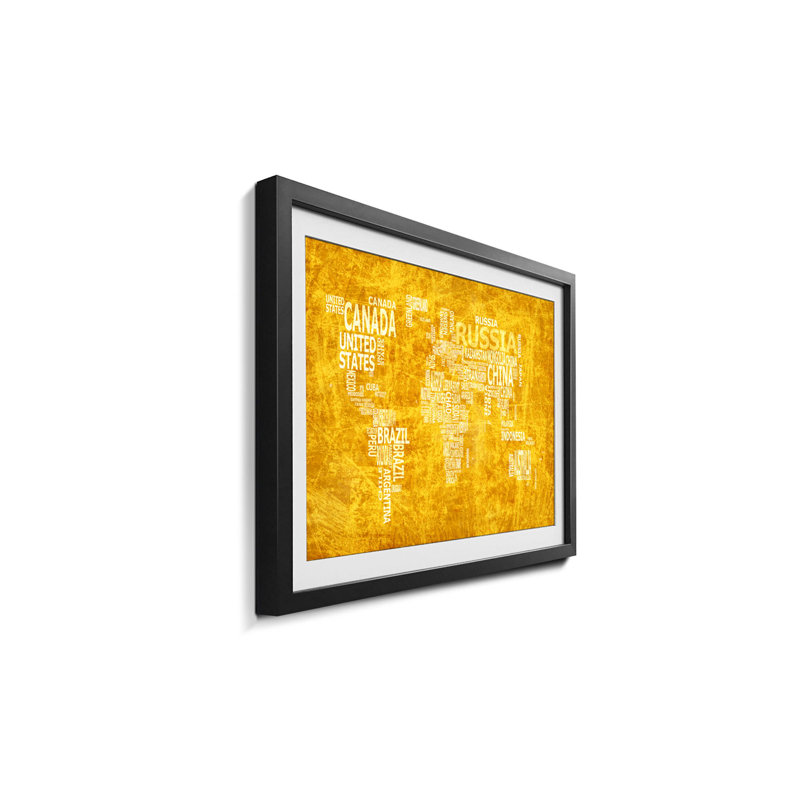Weltkarten Worldmap No.15 - Single Picture Frame Print, 60cm H x 80cm W x 2.2cm D